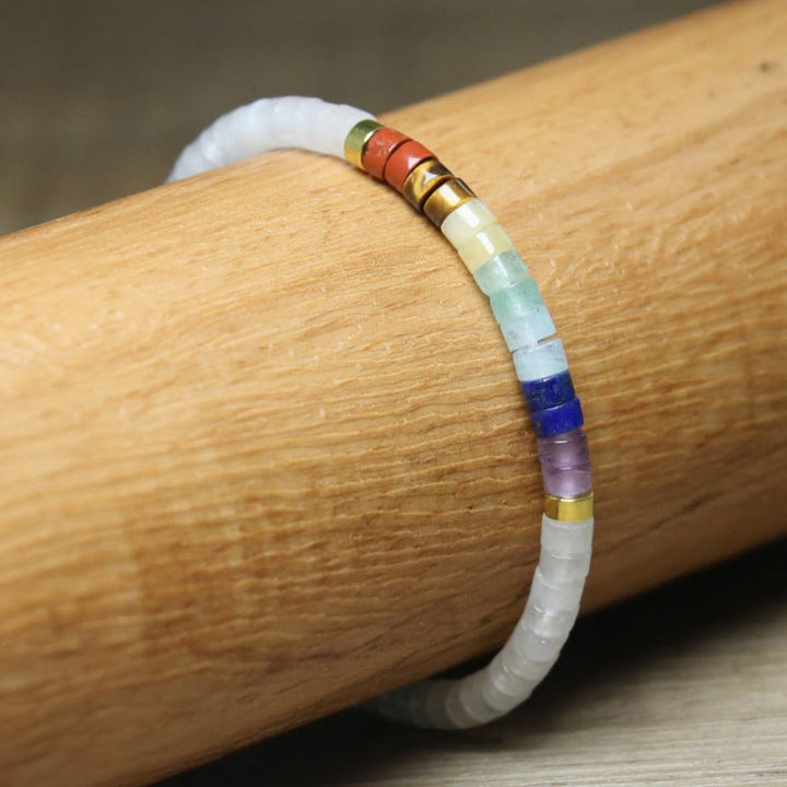Bracciale con perline distanziatrici in onice nero e cristallo bianco naturale Buddha Stones