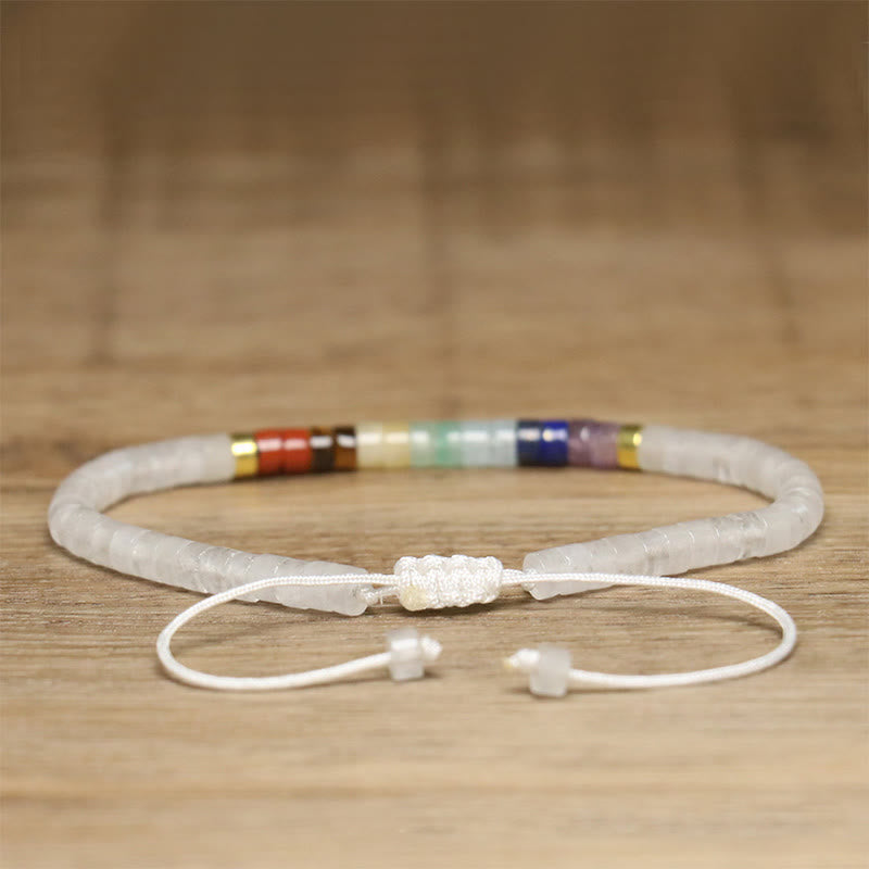Bracciale con perline distanziatrici in onice nero e cristallo bianco naturale Buddha Stones