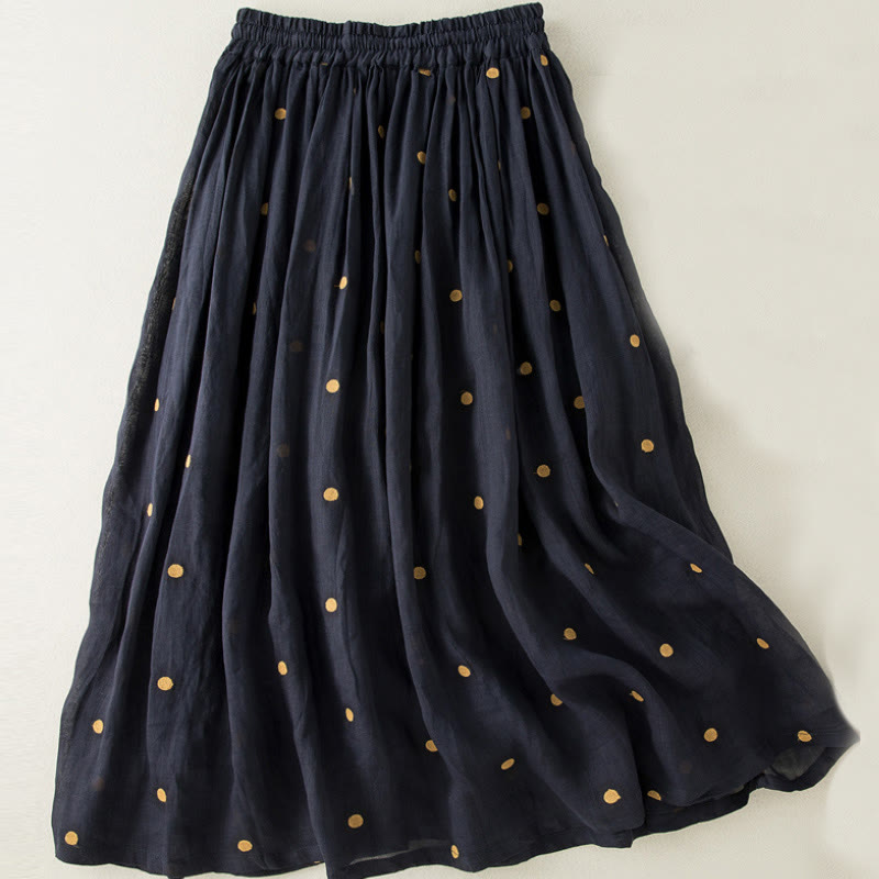Gonna plissettata da donna con motivo a pois vintage e decorazioni artistiche Buddha Stones - image 15