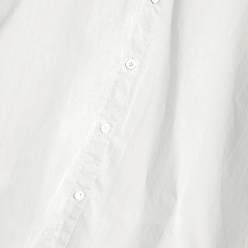 Camicia da donna in cotone e lino, a maniche corte, con colletto a punta e petto semplice, stile casual estivo Buddha Stones - image 34