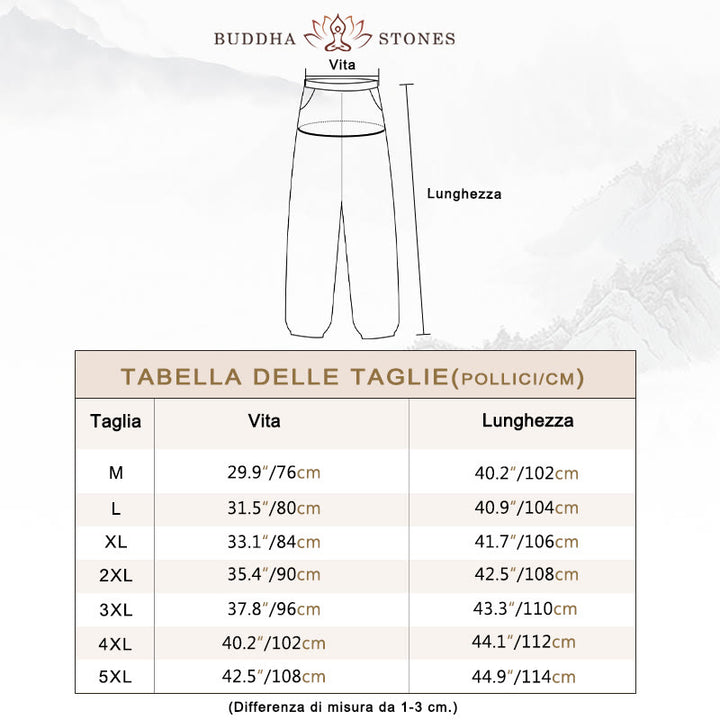 Pantaloni da uomo in cotone con coulisse tinta unita Buddha Stones con tasche - image 3