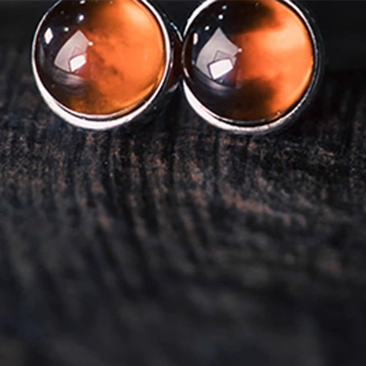 Orecchini di protezione in argento sterling 925 con granato Buddha Stones - image 3