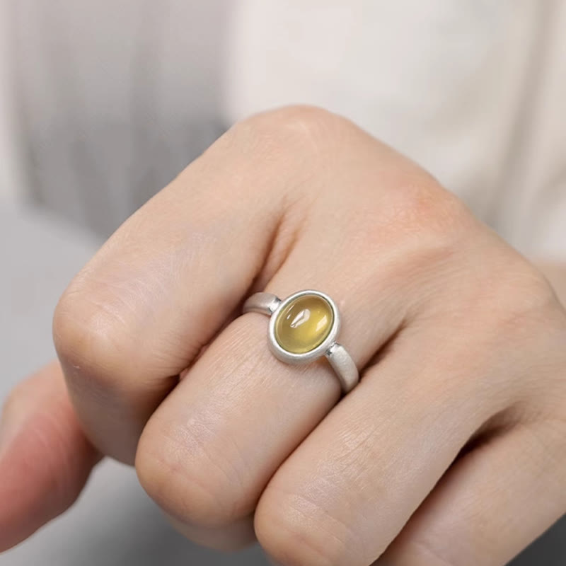 Anello della felicità regolabile in argento sterling 925 con citrino prehnite naturale Buddha Stones - image 2