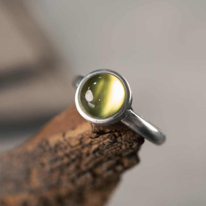 Anello della felicità regolabile in argento sterling 925 con citrino prehnite naturale Buddha Stones - image 4