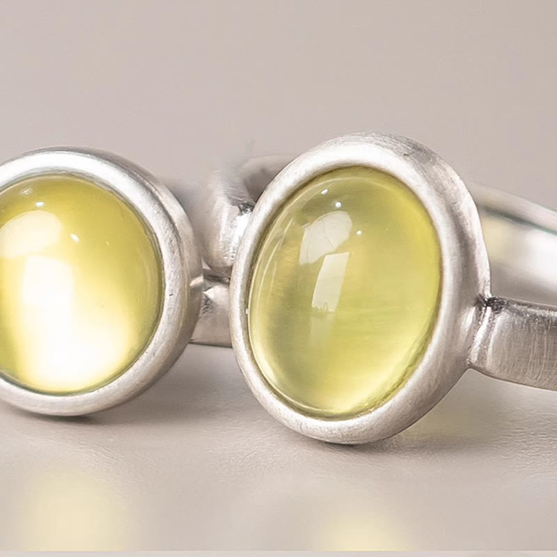 Anello della felicità regolabile in argento sterling 925 con citrino prehnite naturale Buddha Stones - image 9