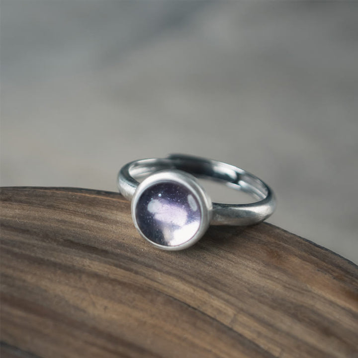 Anello regolabile con ametista naturale in argento sterling 925 Buddha Stones - image 1