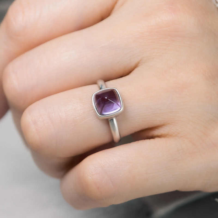 Anello regolabile con ametista naturale in argento sterling 925 Buddha Stones - image 12