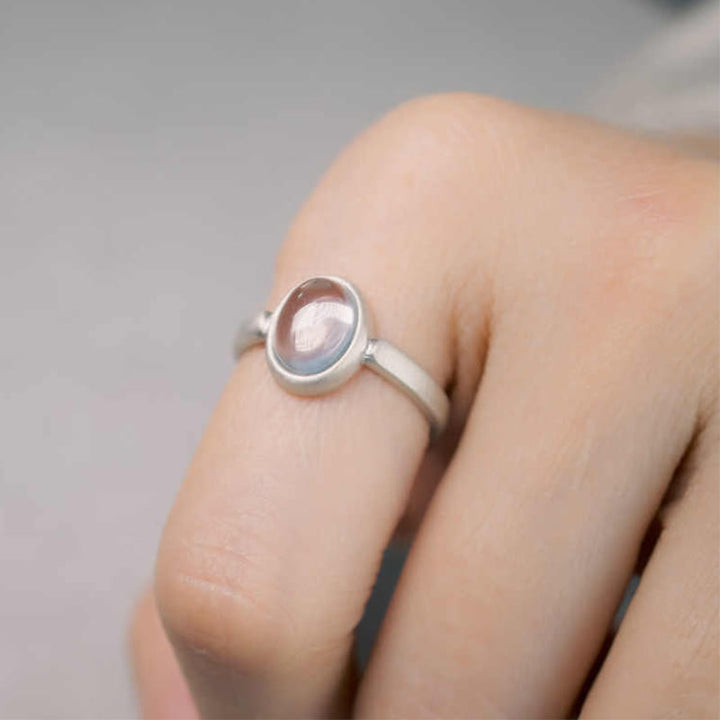 Anello regolabile con cristallo rosa in argento sterling 925 naturale Buddha Stones - image 4