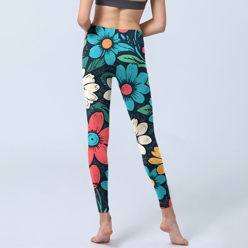 Leggings da palestra con stampa di fiori colorati Buddha Stones , pantaloni da yoga da donna - image 6