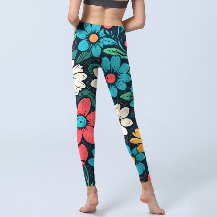 Leggings da palestra con stampa di fiori colorati Buddha Stones , pantaloni da yoga da donna - image 6
