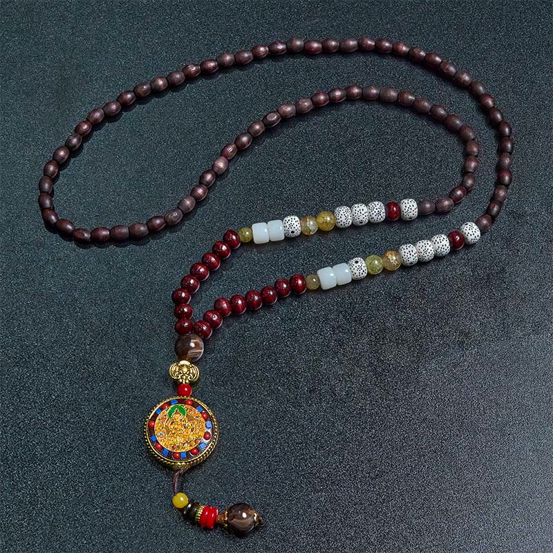Buddha Stones di legno tibetane fatte a mano Om Mani Padme Hum Samantabhadra Bodhisattva Purezza Collana pendente - image 8
