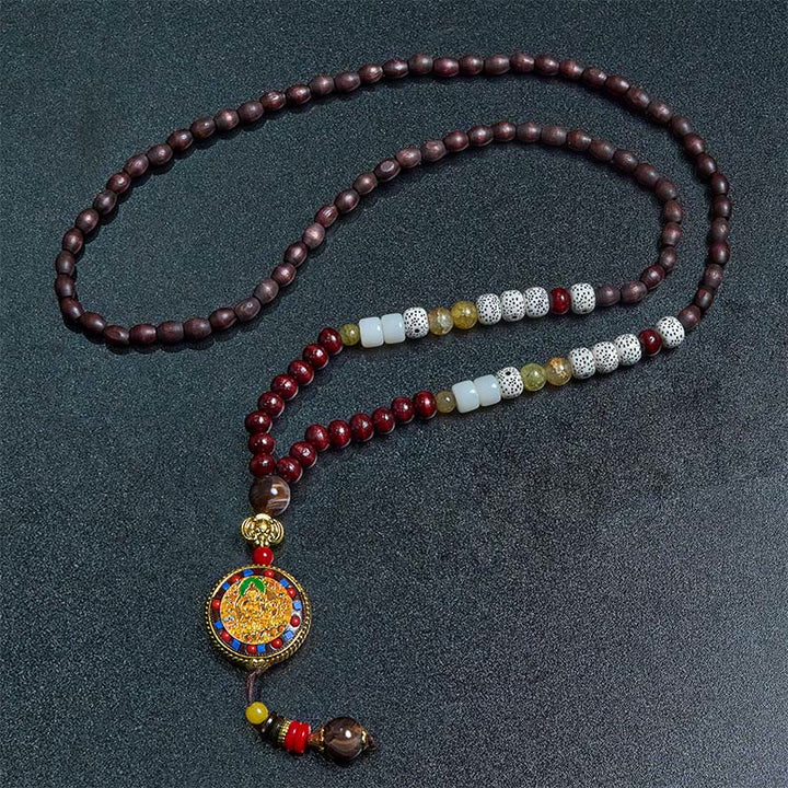Buddha Stones di legno tibetane fatte a mano Om Mani Padme Hum Samantabhadra Bodhisattva Purezza Collana pendente - image 8