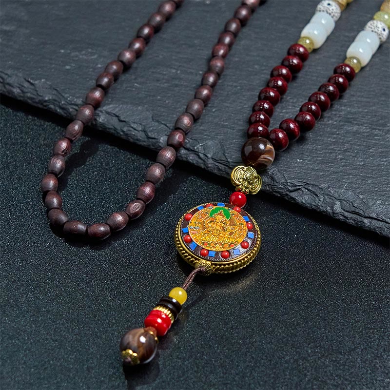 Buddha Stones di legno tibetane fatte a mano Om Mani Padme Hum Samantabhadra Bodhisattva Purezza Collana pendente - image 3