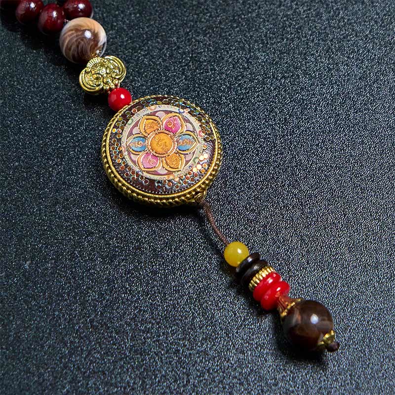 Buddha Stones di legno tibetane fatte a mano Om Mani Padme Hum Samantabhadra Bodhisattva Purezza Collana pendente - image 13