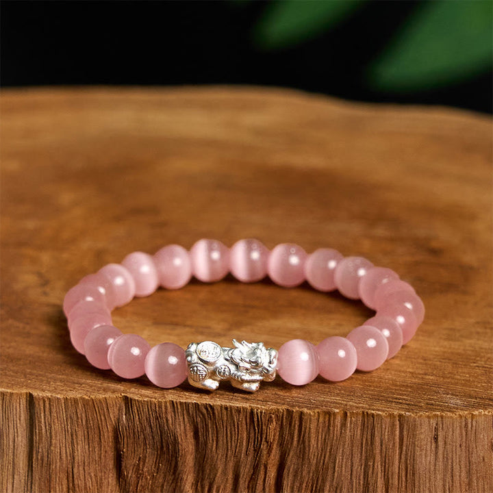 Braccialetto positivo Pixiu in argento sterling 990 Buddha Stones