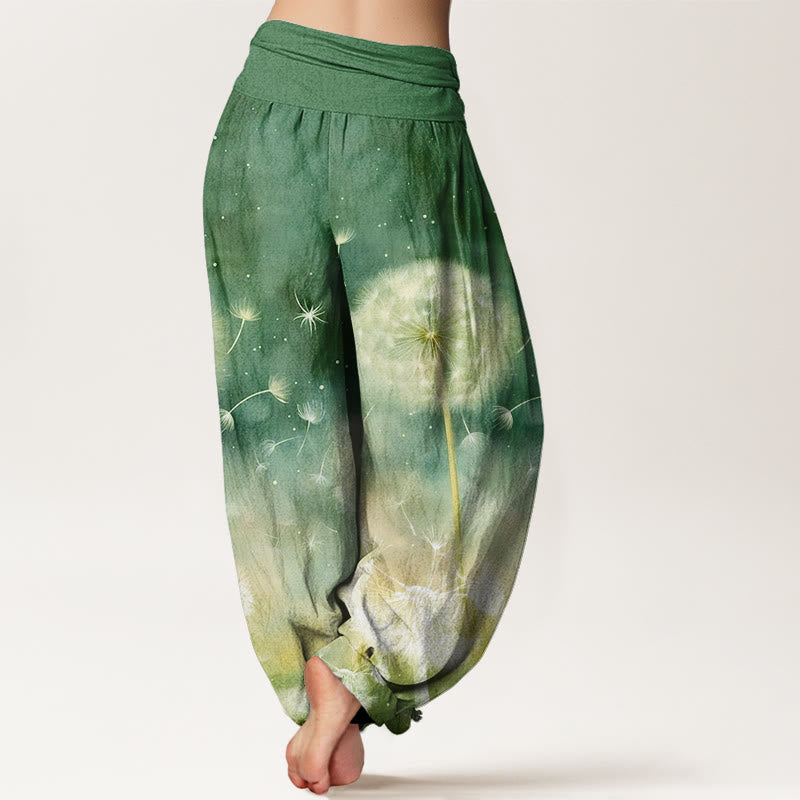 Pantaloni harem da donna con elastico in vita, in cotone, casual, con motivo a tarassaco, motivo Buddha Stones - image 8