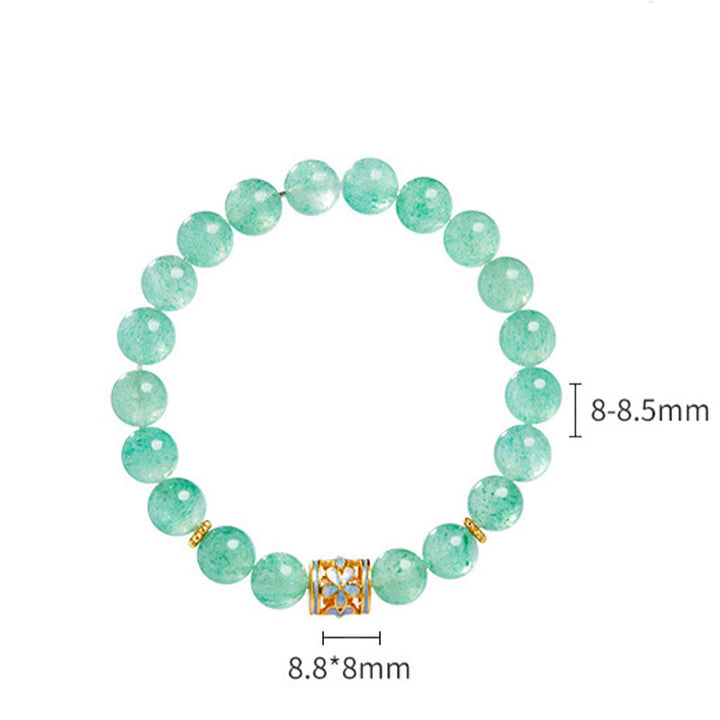 Bracciale Buddha Stones in argento sterling 925 con quarzo fragola verde e fiore calmo - image 9