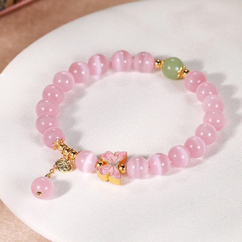 Bracciale della pace con ciondolo a forma di farfalla con occhio di gatto in argento sterling 925, giada Hetian e Buddha Stones - image 1