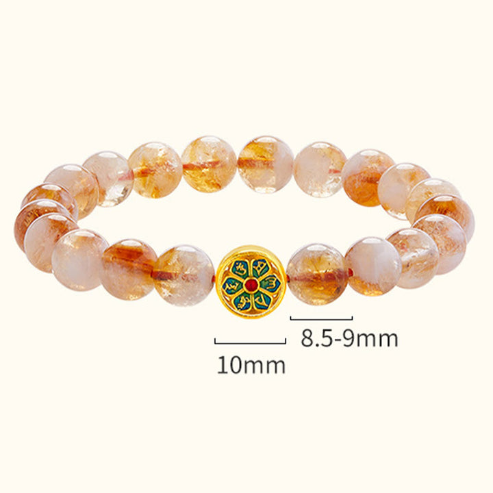 Bracciale di protezione Om Mani Padme Hum in argento sterling 999 con Buddha Stones e citrino - image 4