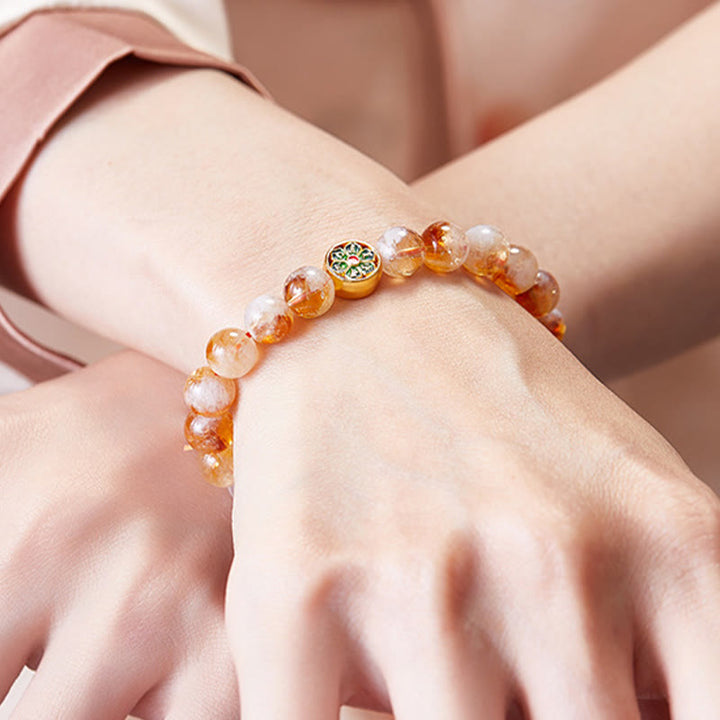 Bracciale di protezione Om Mani Padme Hum in argento sterling 999 con Buddha Stones e citrino - image 9