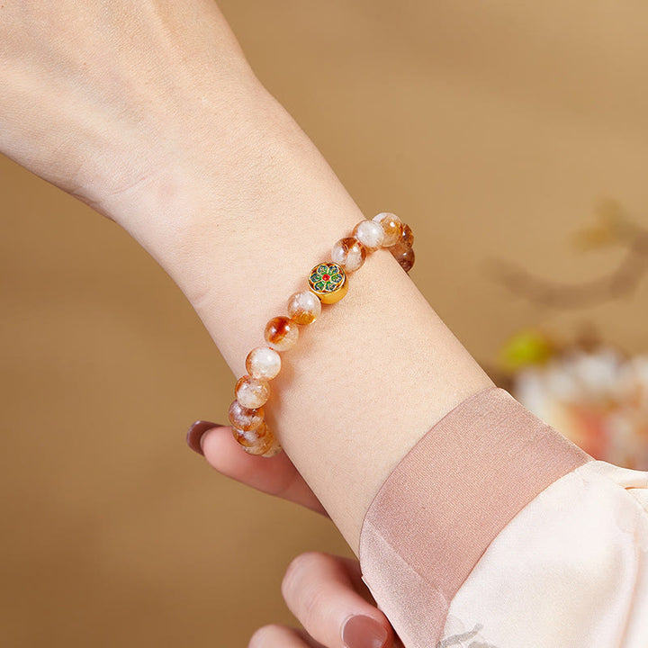 Bracciale di protezione Om Mani Padme Hum in argento sterling 999 con Buddha Stones e citrino - image 8