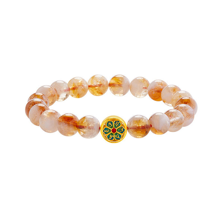 Bracciale di protezione Om Mani Padme Hum in argento sterling 999 con Buddha Stones e citrino - image 11