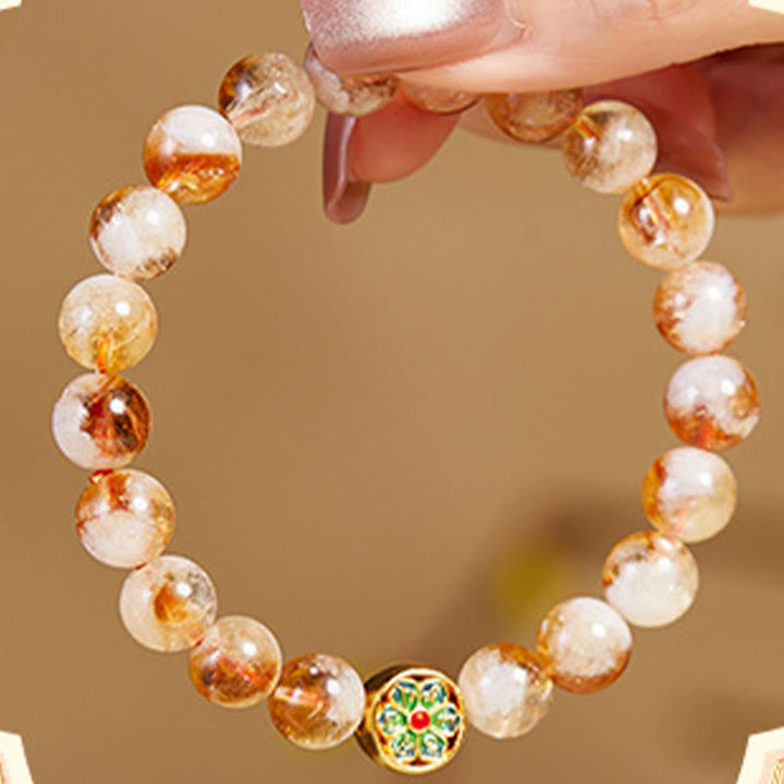 Bracciale di protezione Om Mani Padme Hum in argento sterling 999 con Buddha Stones e citrino - image 3