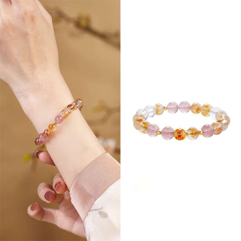 Bracciale di protezione in argento sterling 999 con quarzo citrino e cristallo bianco di fragola Buddha Stones - image 10