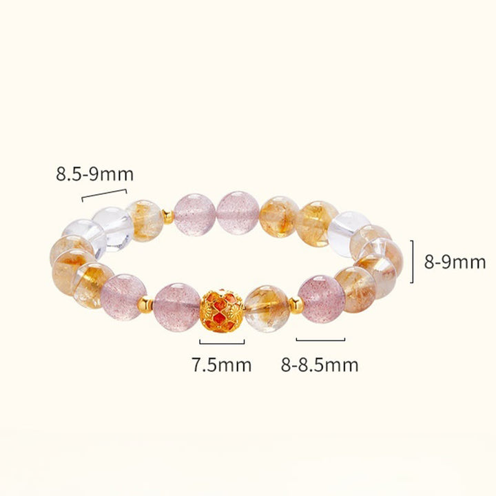 Bracciale di protezione in argento sterling 999 con quarzo citrino e cristallo bianco di fragola Buddha Stones - image 9