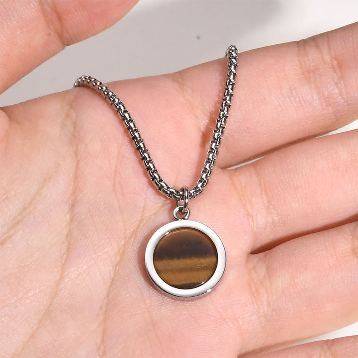 Collana con ciondolo di purificazione in acciaio al titanio, Buddha Stones, pietra naturale, turchese, occhio di tigre, lazurite, lapislazzuli, malachite - image 9