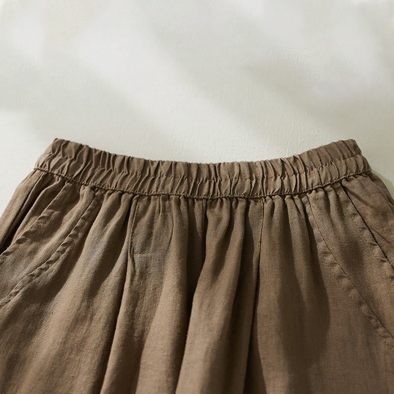 Pantaloni harem da donna a vita alta Buddha Stones Commute Pure Color con tasche - image 1