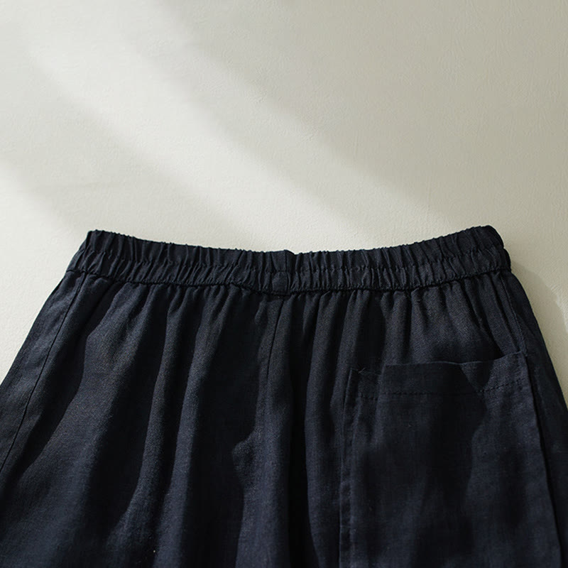 Pantaloni harem da donna a vita alta Buddha Stones Commute Pure Color con tasche - image 18