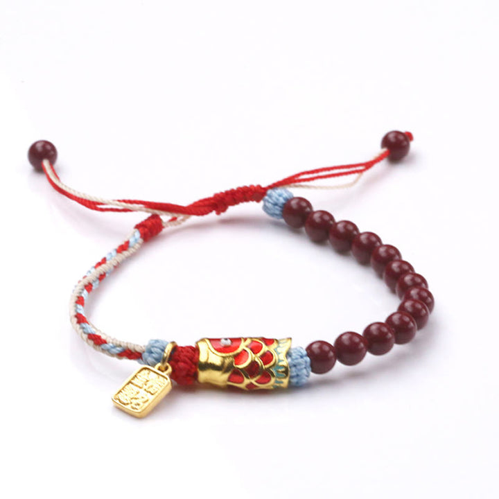 Braccialetto di benedizione con Buddha Stones, pesce koi portafortuna