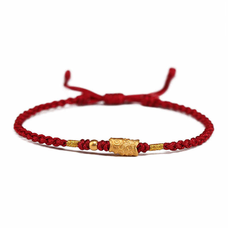 Braccialetto intrecciato fatto a mano con corda a forma di pesce koi, con Buddha Stones e oro 999, protezione dalla fortuna - image 6
