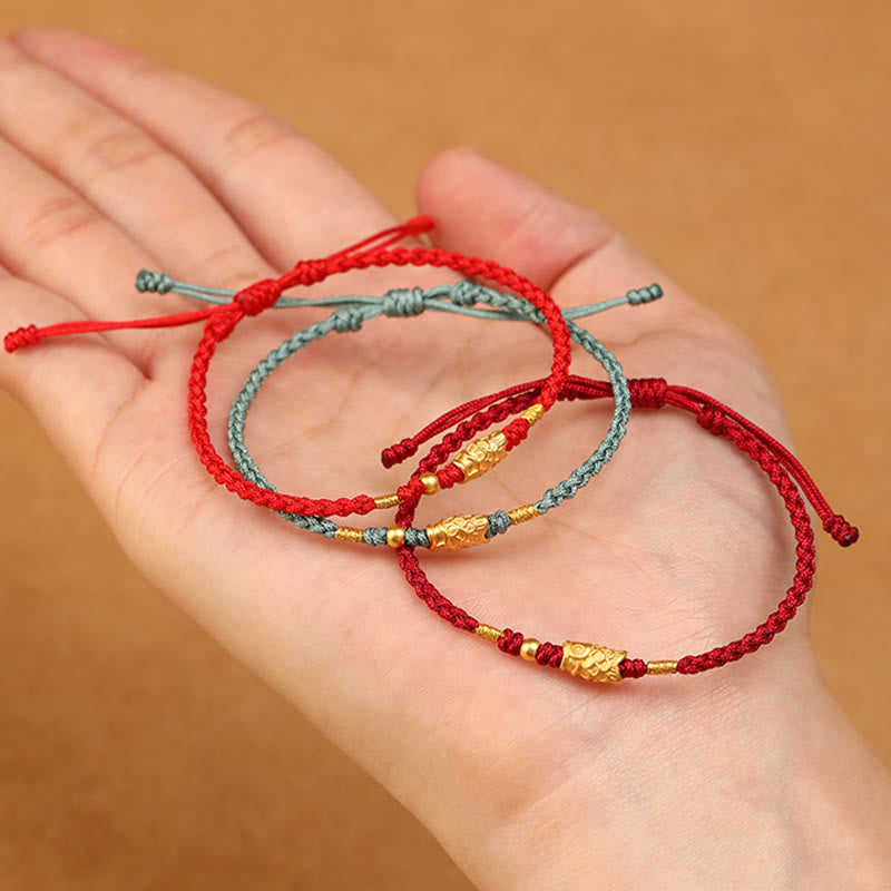 Braccialetto intrecciato fatto a mano con corda a forma di pesce koi, con Buddha Stones e oro 999, protezione dalla fortuna - image 14