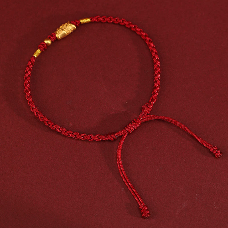Braccialetto intrecciato fatto a mano con corda a forma di pesce koi, con Buddha Stones e oro 999, protezione dalla fortuna - image 4