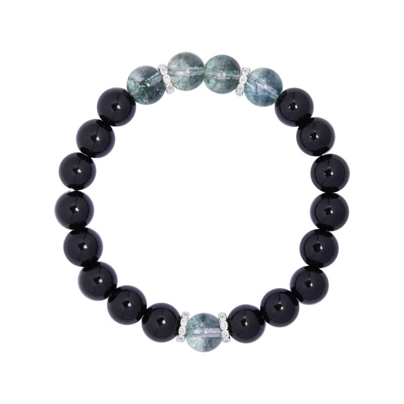 Bracciale Buddha Stones in argento sterling 925 con ossidiana nera e verde Phantom Strength - image 10