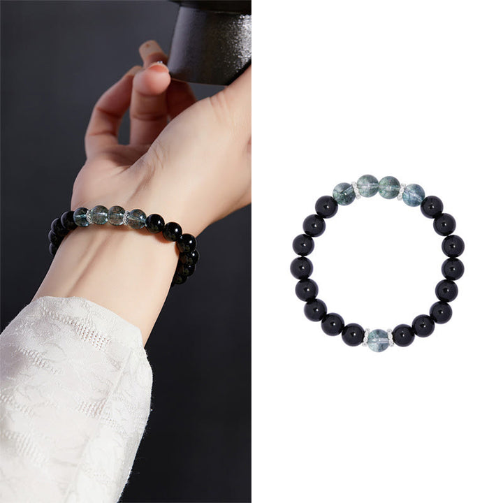 Bracciale Buddha Stones in argento sterling 925 con ossidiana nera e verde Phantom Strength - image 9