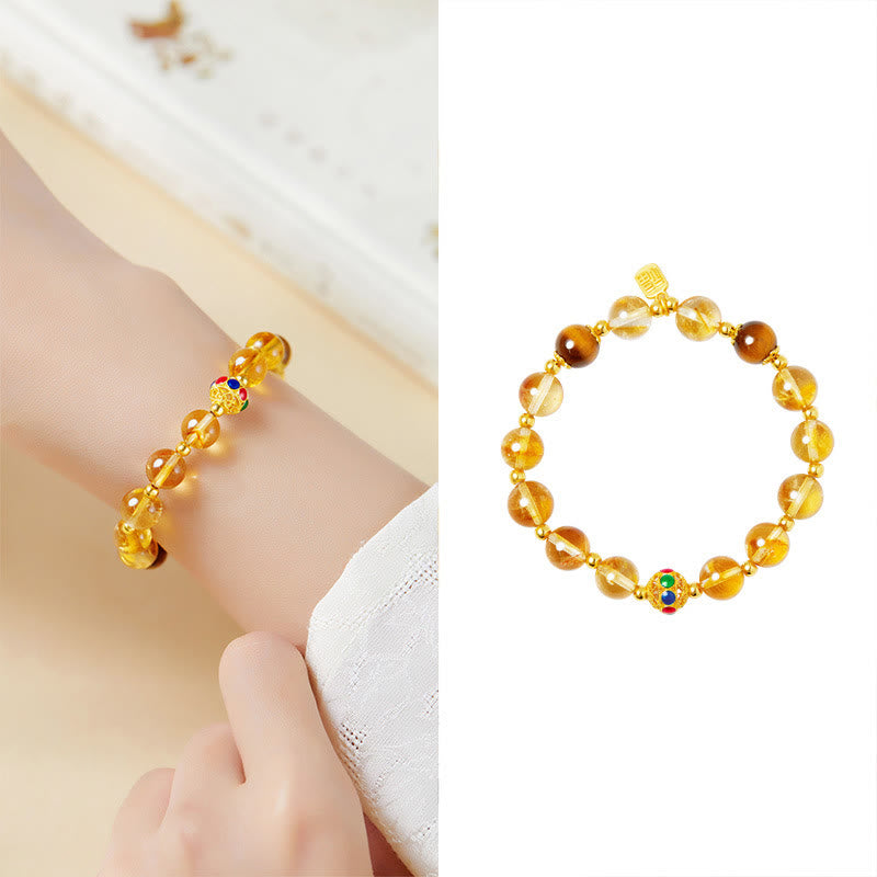 Bracciale di protezione in argento sterling 925 con citrino e occhio di tigre, carattere Fu, Buddha Stones - image 11