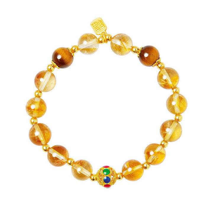 Bracciale di protezione in argento sterling 925 con citrino e occhio di tigre, carattere Fu, Buddha Stones - image 12