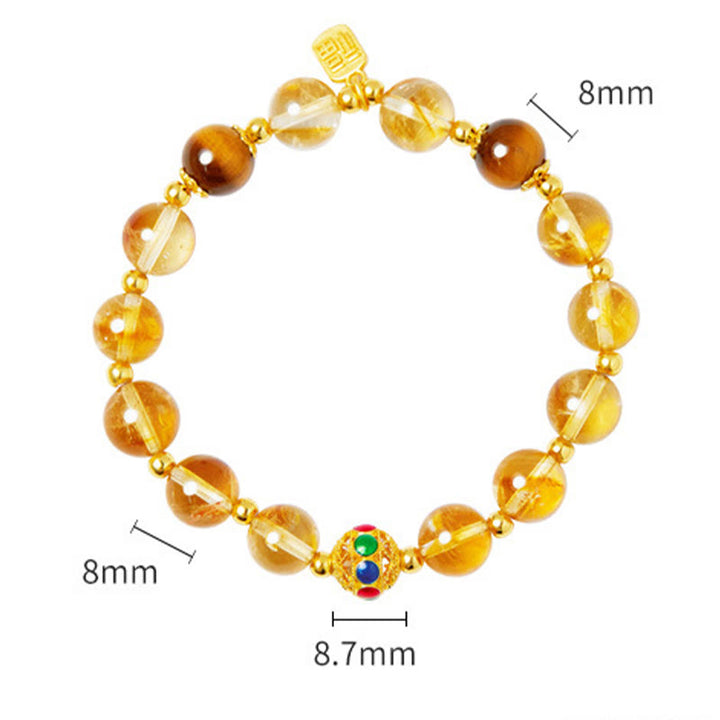 Bracciale di protezione in argento sterling 925 con citrino e occhio di tigre, carattere Fu, Buddha Stones - image 13