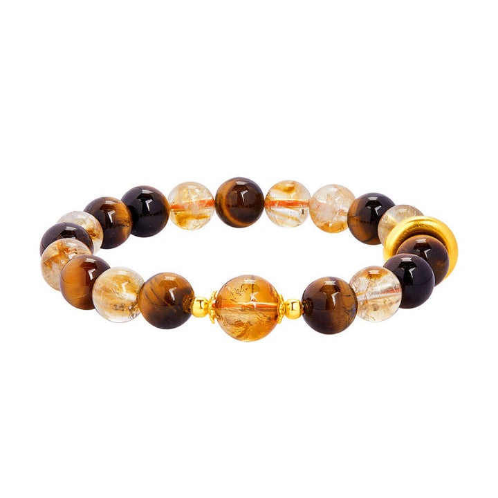 Bracciale di protezione con fibbia della pace in argento sterling 999 con citrino naturale e occhio di tigre Buddha Stones - image 12