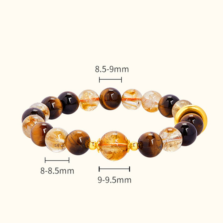 Bracciale di protezione con fibbia della pace in argento sterling 999 con citrino naturale e occhio di tigre Buddha Stones - image 4