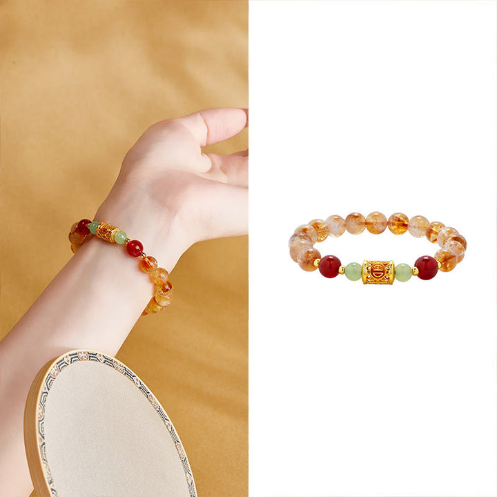 Bracciale di protezione in argento sterling 999 con perle di giada Hetian e citrino rosso naturale di Buddha Stones - image 8
