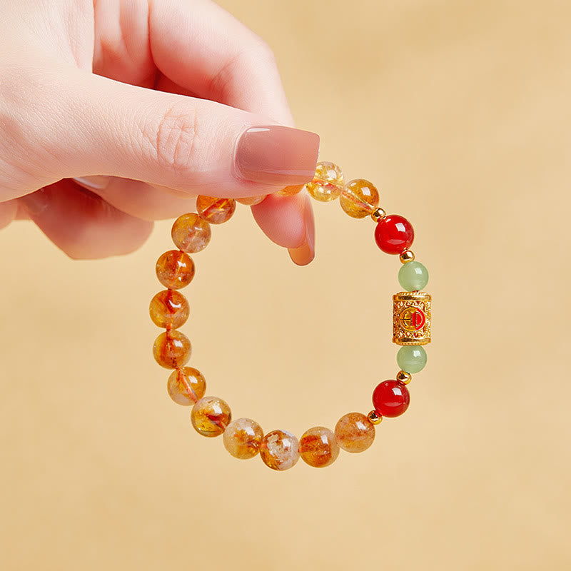 Bracciale di protezione in argento sterling 999 con perle di giada Hetian e citrino rosso naturale di Buddha Stones - image 2