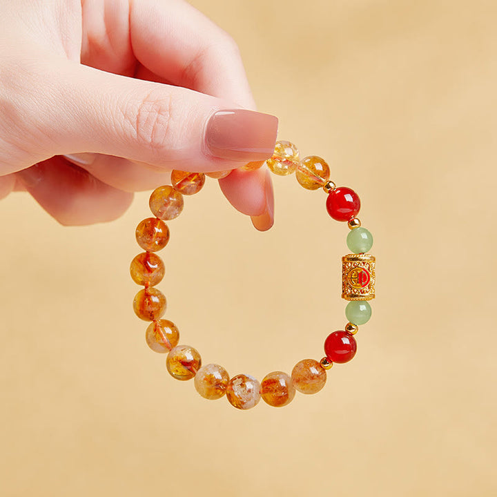 Bracciale di protezione in argento sterling 999 con perle di giada Hetian e citrino rosso naturale di Buddha Stones - image 2