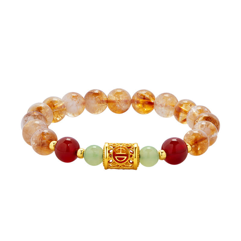 Bracciale di protezione in argento sterling 999 con perle di giada Hetian e citrino rosso naturale di Buddha Stones - image 9