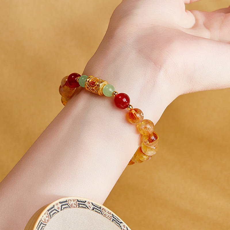 Bracciale di protezione in argento sterling 999 con perle di giada Hetian e citrino rosso naturale di Buddha Stones - image 7