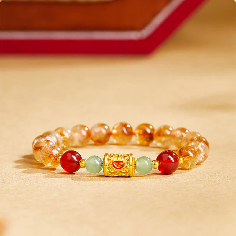 Bracciale di protezione in argento sterling 999 con perle di giada Hetian e citrino rosso naturale di Buddha Stones - image 3