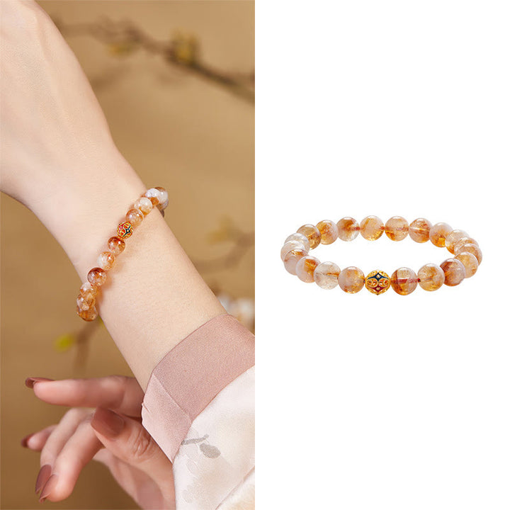 Bracciale di protezione con perline a forma di fiore in argento sterling 999 con citrino naturale Buddha Stones - image 9